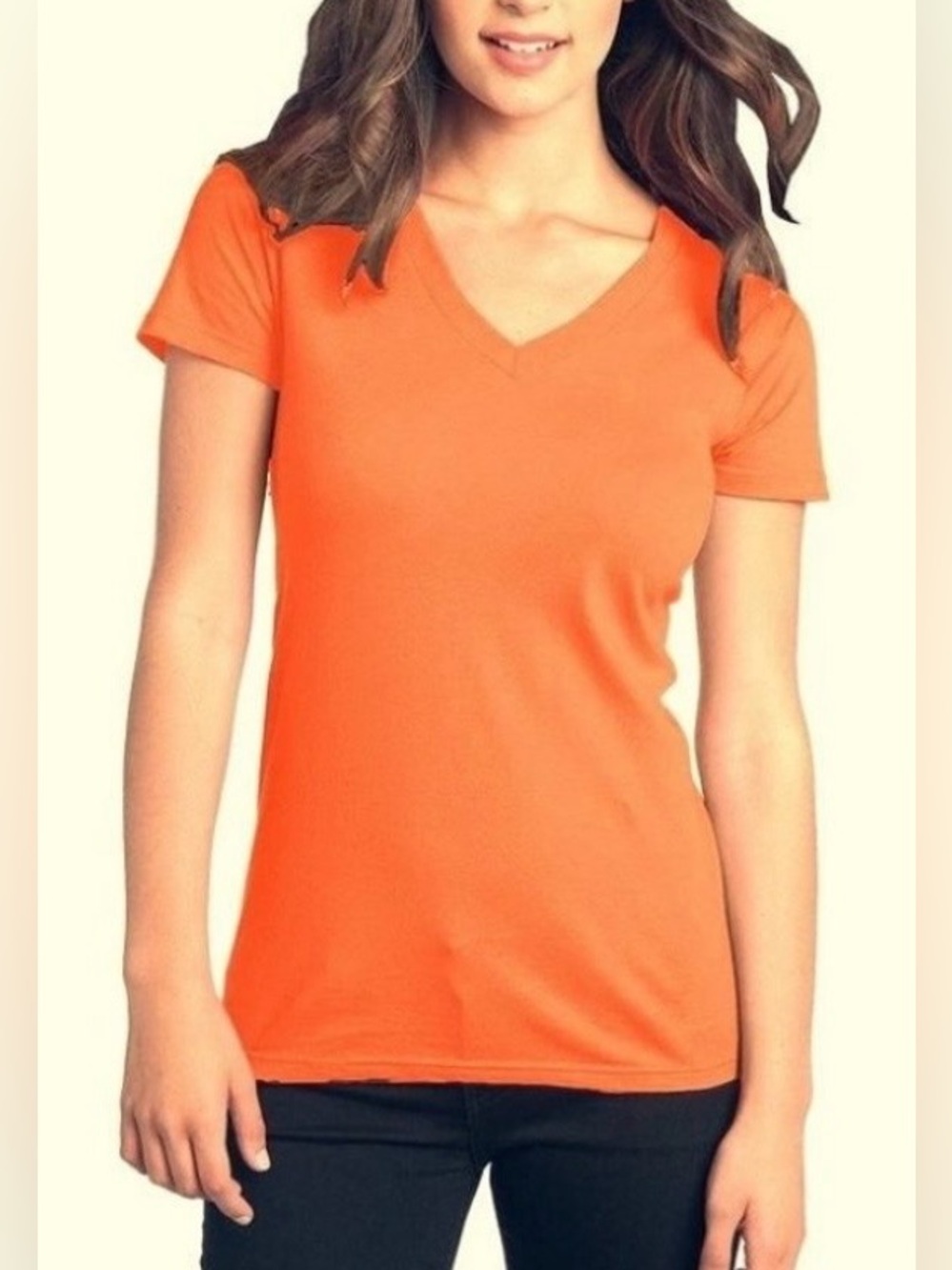 BANANA REPUBLIC V-neck short sleeve cotton modal orange top t-shirt size XS